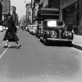 Streetscape along George Street towards corner of Margaret Street Sydney, 1948