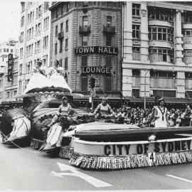 City of Sydney Float, Waratah Spring Festival parade, George Street Sydney, 1969