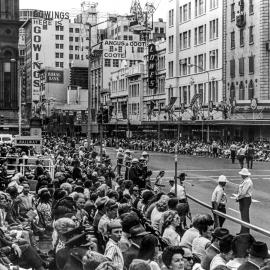Spectators outside Sydney Town Hall, Waratah Festival, 1959