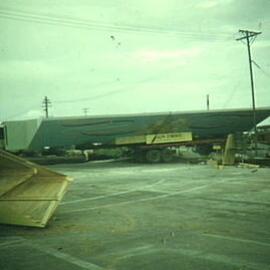 Arches for Royal Visit being transported.