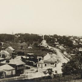 Looking west along New South Head Road towards Darlinghurst, circa 1875