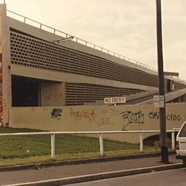 Graffiti and mural on wall near Domain Parking Station