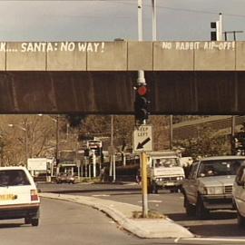 Graffiti on wall of railway overpass