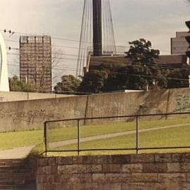 Graffiti on wall of railway overpass