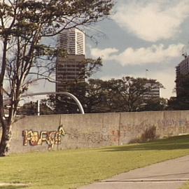 Graffiti on wall of railway overpass