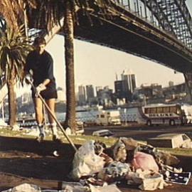 Clean up after Australia Day celebrations, Dawes Point Park, 1989