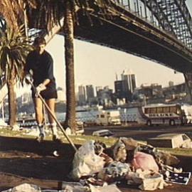 Clean up after Australia Day celebrations, Dawes Point Park, 1989