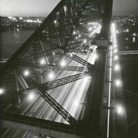 Twilight peak hour, Sydney Harbour Bridge, 1946