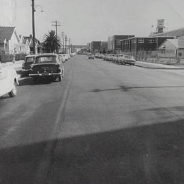 Road surface Harcourt Parade, corner Mentmore Avenue Rosebery, 1965