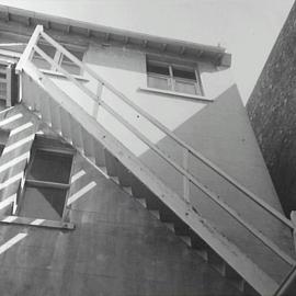 Staircase on outside of E.S.& A. Bank building