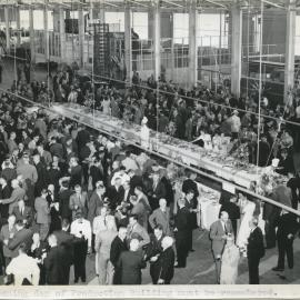 Opening of production building at Nuffield Square, Sydney factory of British Motor Corporation, Zetland.