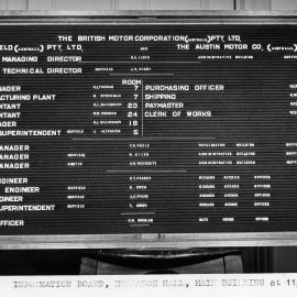 Information Board at Nuffield Square, Sydney factory of British Motor Corporation, Zetland.