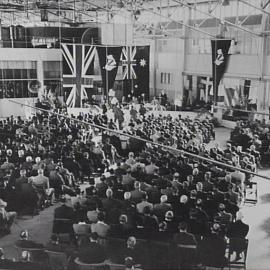 Opening ceremony at Nuffield Square, Sydney factory of British Motor Corporation, Zetland.
