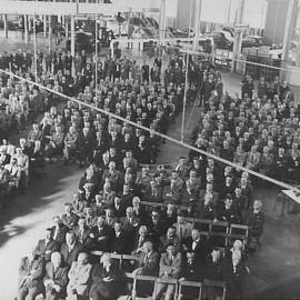 Opening ceremony at Nuffield Square, Sydney factory of British Motor Corporation, Zetland.