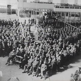 Opening ceremony at Nuffield Square, Sydney factory of British Motor Corporation, Zetland.