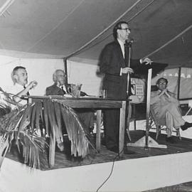 Opening ceremony at Nuffield Square, Sydney factory of British Motor Corporation, Zetland.