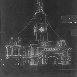 Town Hall illuminated at night for the visit of the Duke of York