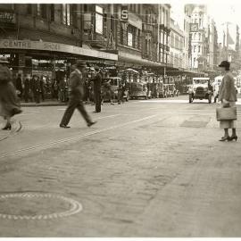 Streetscape with Fashion Centre, corner of King and George Streets Sydney, 1934