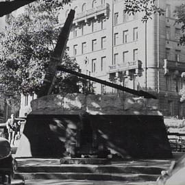 HMS Sirius monument in Macquarie Place Park Sydney, 1954