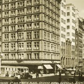 Hotel Australia, entrances on Castlereagh Street and Martin Place Sydney, circa 1930-1939
