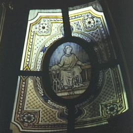 Stained glass panel in the vestibule dome illustrating 'Air'