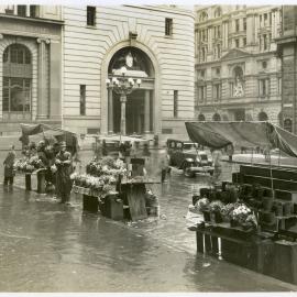 Flower stands and sellers, Martin Place Sydney, 1933