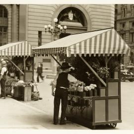 Flower stands and sellers, Martin Place Sydney, 1933