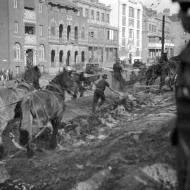 Horse drawn plough at edge of Hyde Park South