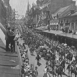 Federation Day parade arrival of Governor General, King Street Sydney, 1901