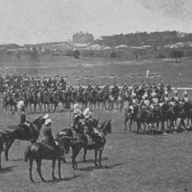 Imperial soldiers on parade, Federation Day, Centennial Park, 1901