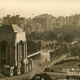 Anzac Memorial and Pool of Reflection, Hyde Park, Liverpool Street Sydney, circa 1940s
