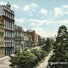 Postcard of Wynyard Park and York Street Sydney, 1900