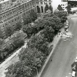 Elevated view of Wynyard Park towards Wynyard Street Sydney, 1960s