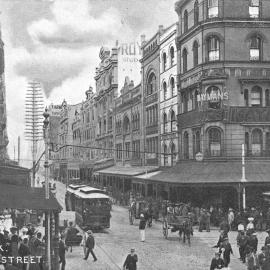 Intersection of Pitt Street and King Street Sydney, 1910