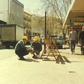 Construction work on Darlinghurst Road footway