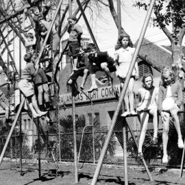 Climbing gym at the Children's Playground, Australia Street Camperdown, 1950s