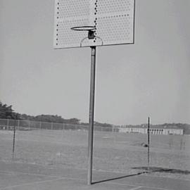 Basketball hoop and backboard at Moore Park Playground