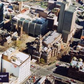 Aerial view of Town Hall and St Andrew's Cathedral, 1994