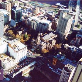 Aerial view of the corner of George Street and Park Street