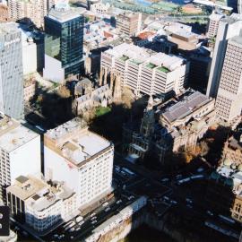 Aerial view of the corner of George Street and Park Street