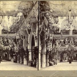Queen Victoria Building (QVB) decorated for Federation celebrations, Sydney, 1901