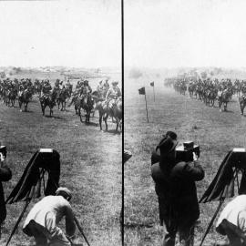 Photographers capturing military parade, Federation Celebrations, Centennial Park, 1901