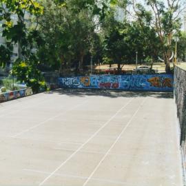 Tennis court and graffiti art