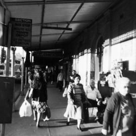 People in front of Newtown Railway Station, King Street Newtown, 1985