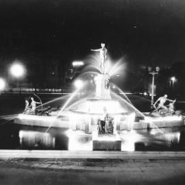 Archibald Fountain illuminated at night