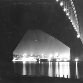 Sydney Harbour Bridge illuminated at night