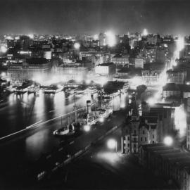 Circular Quay illuminated at night, 1934