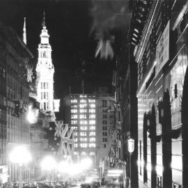 General Post Office illuminated at night, Martin Place Sydney, 1934