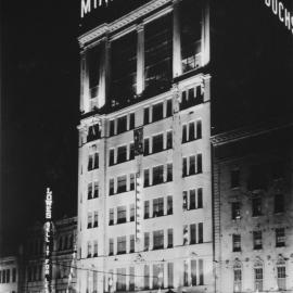 Murdochs building illuminated at night, George Street Sydney, 1934