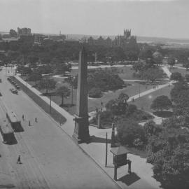 Obelisk on the edge of Hyde Park, Elizabeth Street Sydney, 1910